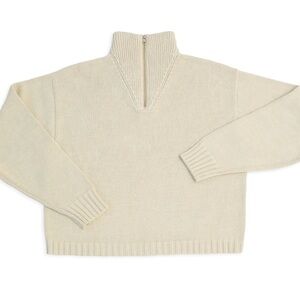 James Street Co Moa Cotton Zip Sweater Canvas Medium